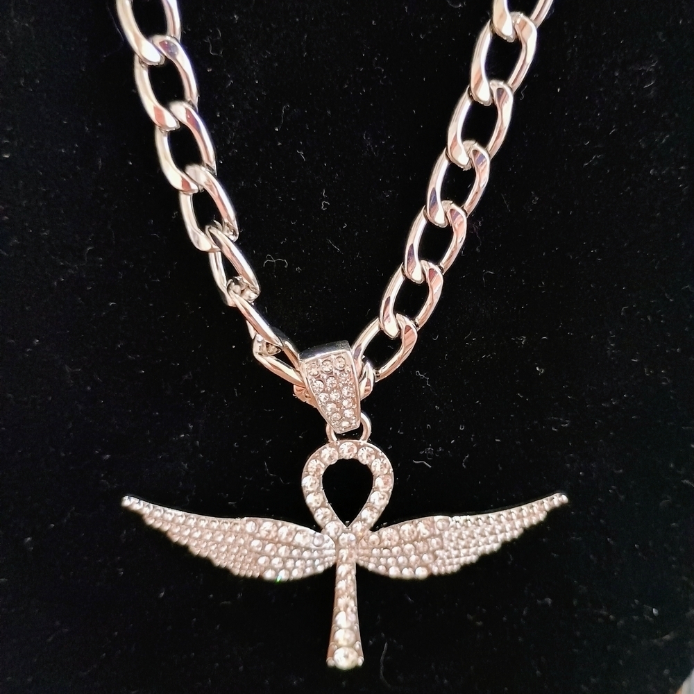 Silver Angel Wing Pendant Necklace - Picture 2 of 3